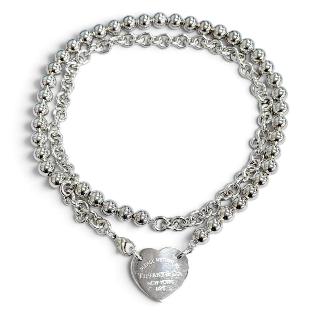 TIFFANY&Co. Tiffany Return to HardWear Heart Tag Wrap Long Necklace, Double S...